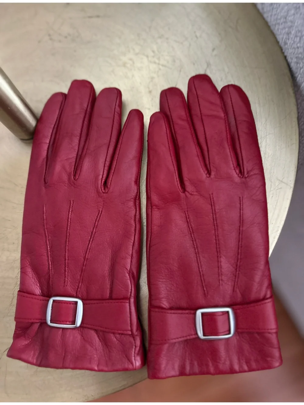 Preston & York Womens Leather Gloves Genuine Medium  Red Retro Elegant Lined